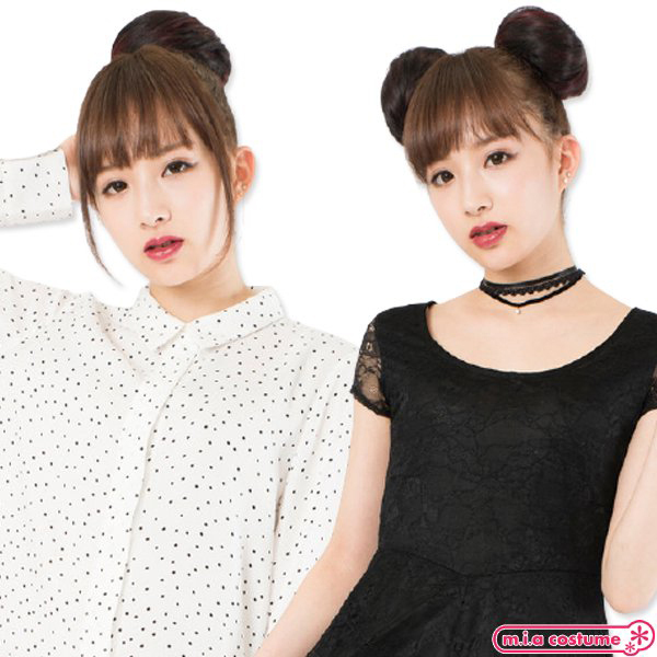 お団子　ブラック×ワインレッド