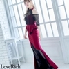 <Love Rich>マーメイドライン レース ペプラム ホルターネック ロングドレス キャバドレス(ワイン)